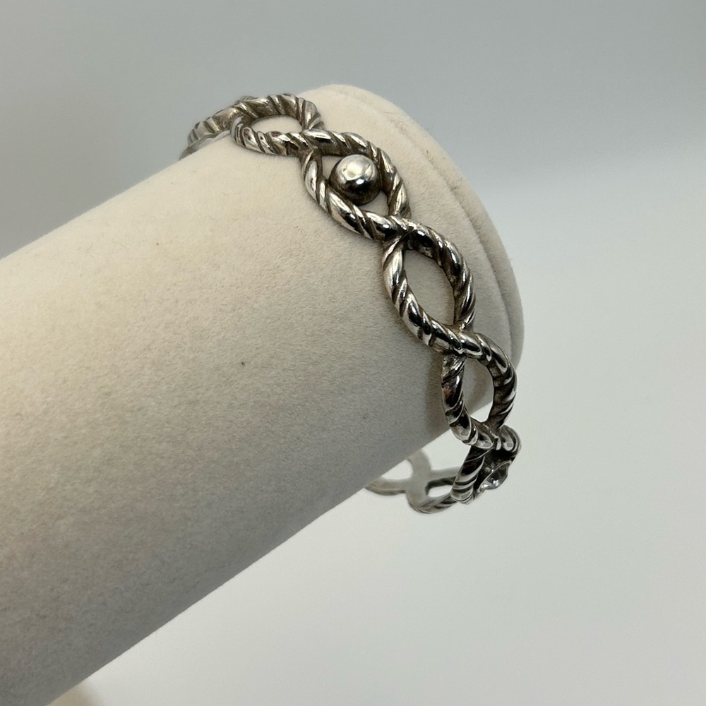 Brighton Jewelry Twisted Bangle Bracelet Silver Plated Clear Crystal Vintage - Picture 2 of 12